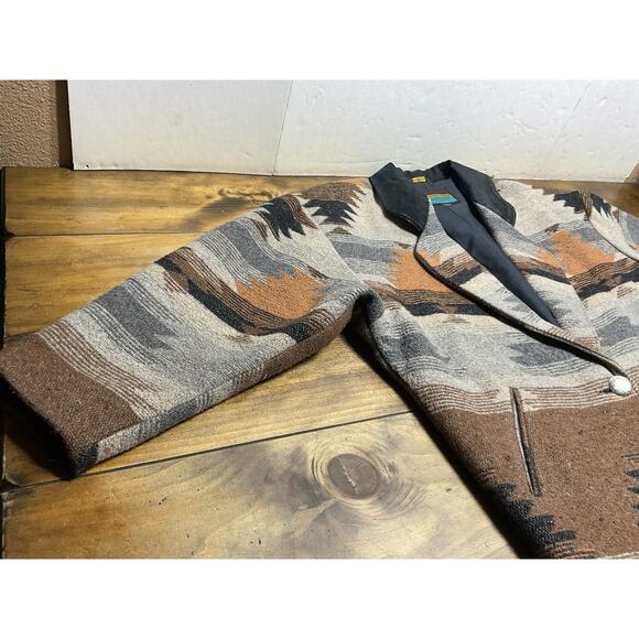 Vintage Pioneer Wear Wool Blend Southwestern Tribal Aztec Coat Jacket Womens XL - Picture 4 of 13